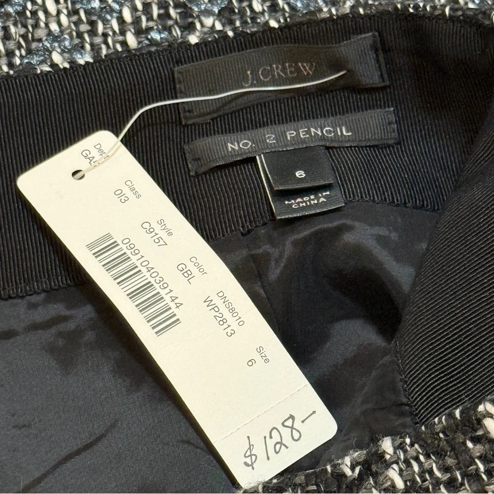 J Crew No 2 Pencil Skirt in Holographic Tweed NWT Size 6